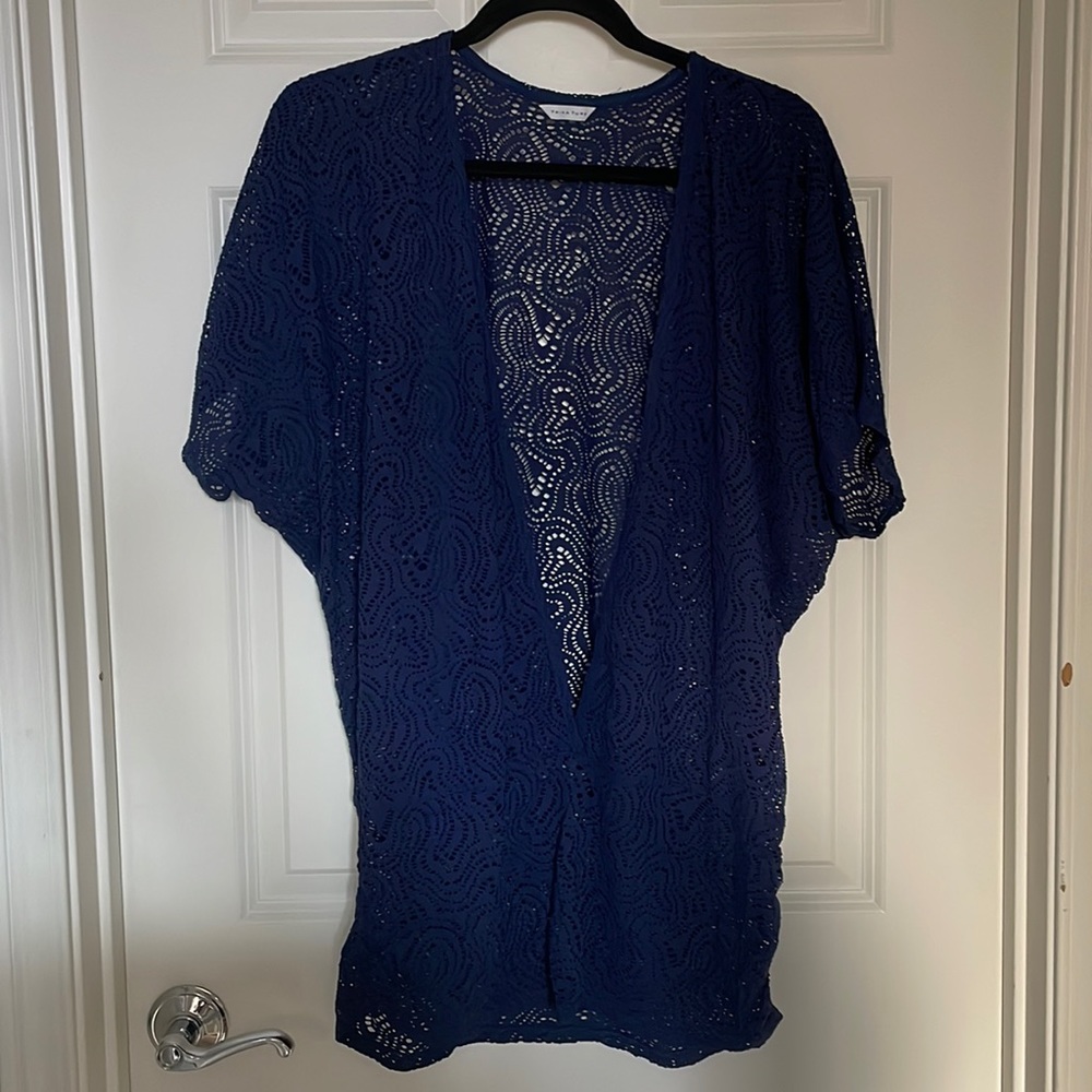 Trina Turk Navy Lace Knit Cover Up